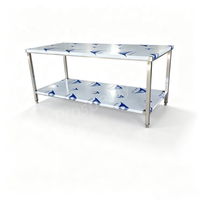 Étagère de rangement de cuisine commerciale en acier inoxydable à 2 niveaux, table de préparation alimentaire robuste pour restaurant, hôtel