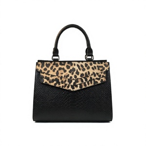 Hot selling Leopard Print PU Handbag Structured Handle Satchel <b>Zipper</b> Closure Women Work <b>Tote</b> <b>Bag</b> - Product Image 4