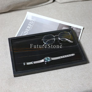 Plateau de service rectangulaire en marbre noir de luxe <span class=keywords><strong>Laurent</strong></span>, marbre naturel, plateau décoratif pour aliments, fruits, bijoux, décoration de Noël - Product Image 2