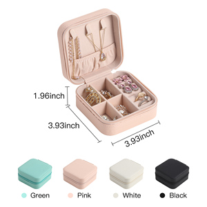 Wholesale Custom Logo Trinket Travel Square <strong>Jewelry</strong> <strong>Box</strong> Organizer PU Leather Small Earring Joyero Jewellery Storage Gift Case - Product Image 5