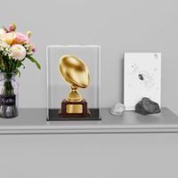 Boîte d'affichage de cas de trophée en acrylique transparent vitrine de souvenirs de sport en acrylique vitrine en acrylique avec base en bois