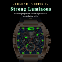 Montre sport de luxe Poedagar 9051 pour homme, boîtier tonneau, bracelet en silicone, montre à quartz étanche pour homme, directement de l'usine