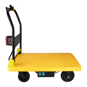 Yellow 60*90cm Electric Transport Warehouse Hand Truck Battery Powered Trolley Motor <strong>Platform</strong> Heavy Duty Trolleys - Product Image 1