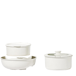 Set di 5 Pezzi per Picnic in Ceramica Stile Japandi, Pentole da Campeggio con Rivestimento PTFE, Coperchi in Vetro/Silicone, Adatte al Forno - Product Image 1