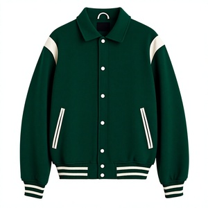 Custom Wool Varsity <b>Jacket</b> Men Genuine <b>Leather</b> Sleeves Knitted High Quality Plus Size <b>Winter</b> Casual Waterproof Button Down OEM - Product Image 6