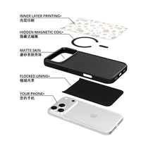 Coque de téléphone AG Feeling Black Edge avec motif Jardin Printanier doré pour iPhone 17, 17 Pro Max, 16 Pro, 15 – Coque magnétique