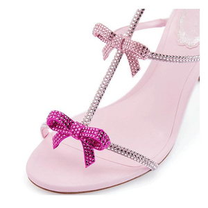 XSD Summer Women's High Heels Outdoor Party Plus Size Bowknot <b>Crystal</b> Sandals 8cm Height Increasing High <b>Top</b> Style - Product Image 5