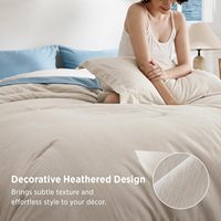 Ensemble de couette Queen Size beige, teinture cationique mélangée, 3 pièces, respirant, doux pour la peau, confortable toute saison