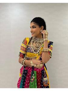 Traditional Heavy Muslin Cotton Digital Printed <b>Lehenga</b> Choli Dupatta Set with Real Mirror Work for <b>Women</b> Festive Celebrations - Product Image 1