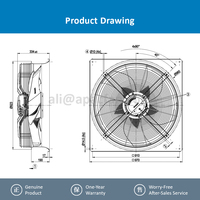 Ventilateur axial EC de 800 mm à roulement à billes W3G800-KS39-03/F01 pour condenseur industriel à air refroidi haute efficacité, pompe à chaleur CVC