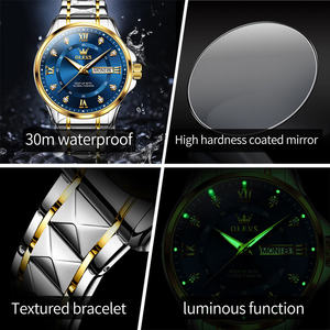 Montre à quartz classique pour homme, étanche, en acier inoxydable, avec calendrier, luminescente, personnalisable OEM, livraison rapide, 2906 - Product Image 5