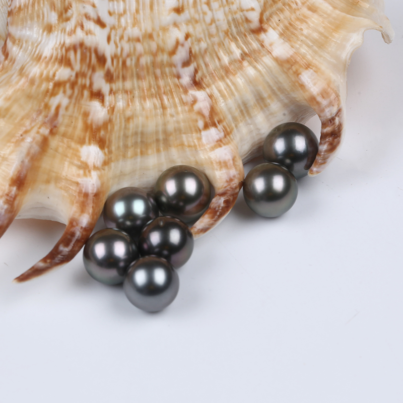 Near Round Pearls 10-11mm AA Grade Natural Real Genuine Seawater Peacock Black Round Loose Tahiti Tahitian Sea Pearl Price