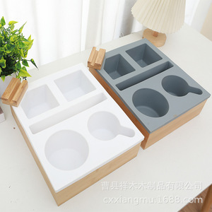 Caja de almacenamiento de silicona suave para escritorio de madera, 29,6x24,6x7,5 cm, con compartimentos para organización de escritorio de oficina - Product Image 3