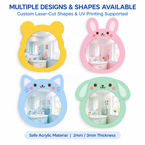 Miroir en acrylique incassable et résistant aux UV avec impression personnalisée de silhouette d'ours de dessin animé mignon, vente en gros - Product Image 2