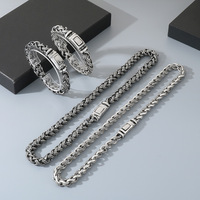 Bracelet pour homme en acier inoxydable, style vintage, avec chaîne torsadée en corde et collier chaîne os de dragon, ensemble de décoration style urbain