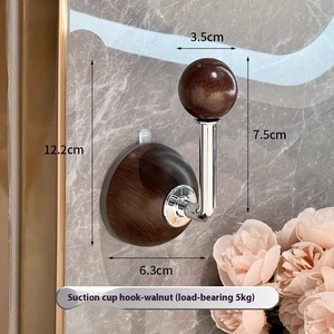 וו עגול מעץ עם כוס יניקה חלקה, ידידותי לסביבה, ABS+PC+TPU, ללא קידוח, רב פעמי, וו רב תכליתי לבית - Product Image 6