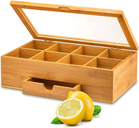 Premium Bamboo Tea Box Organizer Holz Tee kiste mit ausziehbarer Schublade und Acryl fenster Magnet deckel hält Teebeutel frisch