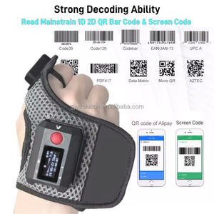 1D ถุงมือ Bluetooth5.1แบบไม่ต้องใช้มือ/2D เครื่องอ่านบาร์โค้ด QR เครื่องสแกนเนอร์ไปรษณีย์ในคลังสินค้าแบบเรียลไทม์อัจฉริยะเซ็นเซอร์ CMOS ที่มองเห็นได้ - Product Image 4