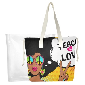 Bolsos de Mano Personalizados Betsy Johnson, Bolso de Hombro de Lona, Bolso Tote Transparente, Bolso de Playa - Product Image 1