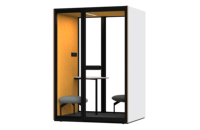 Cabine de bureau insonorisée en bois moderne Comine M pour 3-4 personnes, cabine de réunion privée avec panneau acoustique PET pour immeuble de bureaux, entrepôt