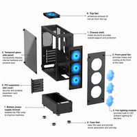 Boîtier PC Full Tower Noir ATX pour Gaming avec Fenêtre Latérale et Ports USB Frontaux