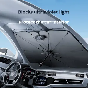 Tragbare, faltbare Auto-Frontscheiben-Sonnenschutzblenden – Hochwertige Wärmeisolierung & UV-Schutz, Titan-Silber, selbstklebend für Fahrzeuge - Product Image 1