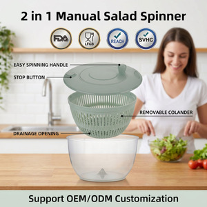 <span class=keywords><strong>Essoreuse</strong></span> <span class=keywords><strong>à</strong></span> <span class=keywords><strong>salade</strong></span> compacte en plastique avec poignée de vidange, facile <span class=keywords><strong>à</strong></span> utiliser, pour laver les légumes dans les petites cuisines - Product Image 2