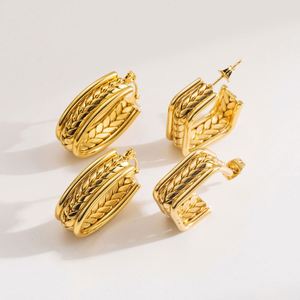 Vintage Gold Color Minimalist Round <b>Stud</b> <b>Earrings</b> Women's Fashion Fine Jewelry for Party Stainless Steel Causal Styling - Product Image 1