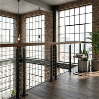 EKOO METAL Handlauf Oben Montiertes Kabelgeländer für Treppen mit Holz-Edelstahl-Balustrade