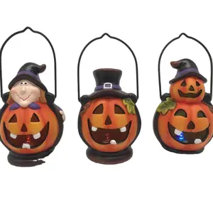 Tùy chỉnh phụ kiện Halloween gốm bí ngô ma tealight chủ thủ công mỹ nghệ