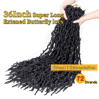 Super fournisseur cheveux tressés synthétiques longs Distressed 36 pouces Butterfly Locs Extension de cheveux au crochet Faux Locs ombrés