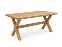 Table à manger en chêne naturel 1400 x 800 mm, table de cuisine en bois à pieds croisés, mobilier de salle à manger rectangulaire moderne
