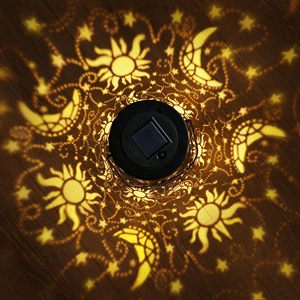 Ngoài trời không thấm Nước Kim Loại Mặt trời Mặt trăng sao mô hình năng lượng mặt trời đèn lồng Led Powered cung cấp pin cho sân vườn sân trang trí kích thước nhỏ - Product Image 2