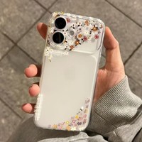 Coque de téléphone transparente tendance bleue à petites fleurs pour iPhone 17 Air 16 14 15 Pro Plus 18 13 12 11 Pro Max XR XS MAX