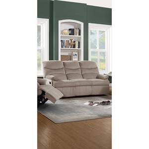 Sofá Reclinable Manual de 3 Plazas en Terciopelo Marrón Claro de Lujo con Reposabrazos y Respaldo Acolchados para Sala de Estar por DB - Product Image 3