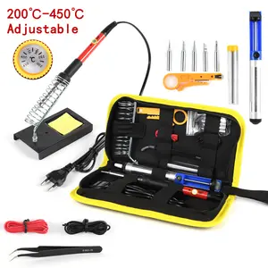 Kit de soldador eléctrico, 60W, 220V, temperatura ajustable, herramienta de soldadura, puntas de soldadura, estación de cables, nuevo