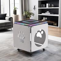 Table basse en verre et acrylique de style moderne avec éclairage intelligent LED RGB, commande tactile/télécommande sans fil, taille personnalisable pour l'ameublement de la maison