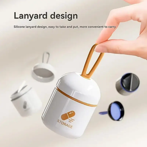 Organizador de Pastillas Portátil Mini de ABS en Forma de Lata, Caja de Almacenamiento de Tabletas con Asa y 2 Compartimentos - Product Image 3