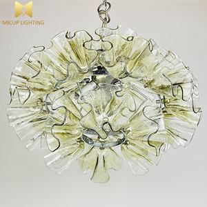 Lustre en verre de Murano vert minimaliste nordique, lustre décoratif d'art de château de luxe français - Product Image 2
