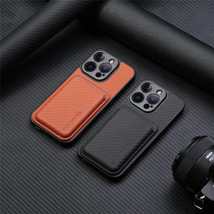 เคสมือถือหนังแบบแม่เหล็กใหม่เคสมือถือลายคาร์บอนไฟเบอร์สำหรับ <span class=keywords><strong>iPhone</strong></span> 13 14 15 16 PRO MAX ฝาครอบโทรศัพท์ - Product Image 4