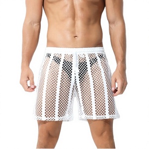 Casual Youth Striped Mesh <b>Mid</b> Elastic Waist Breathable Plain Dyed Woven Sports Shorts - Product Image 2