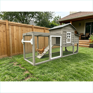 Cage à volailles sur roues, poulailler portable en bois, plateau anti-fuite extérieur, toit résistant aux UV, nichoir pour poulets, canards, lapins - Product Image 2