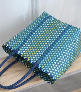 Turquoise Woven Cotton Bohemian Style Eco-Friendly <b>Zippered</b> Closure <b>Tote</b> <b>Bag</b> Yellow Accent Summer Beach Handbag - Product Image 4