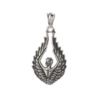 Colgante del Antiguo Egipto de Acero Inoxidable con la Diosa Isis, Luna, Estrella y Alas de Ángel en Relieve, Colgante y Collar Unisex de Estilo Retro Gótico