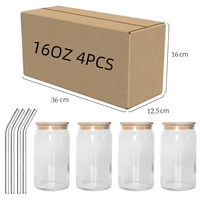 Offre Spéciale : Ensemble de 4 Tasses en Verre de 16 oz avec Soucoupes pour Bière, Thé et Café