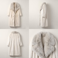 Manteau d'hiver pour femme, long et élégant, en fausse fourrure de vison, chaud, avec col en fausse fourrure de vison, en blanc