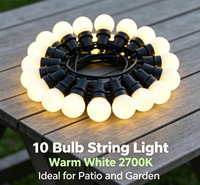 Guirnalda de Luces LED G50 de 5 Metros, 10 LED, Blanco Cálido, Impermeable, para Jardín, Patio, Exterior, DC12V