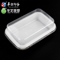 87 HY1595 Boîte d'emballage rectangulaire jetable en plastique PET pour gâteaux, avec base blanche et couvercle transparent