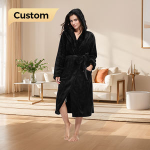 مخصص فاخر للنساء جيوب من القماش الصوفي بغطاء للرموش حمام طويل مريح للغاية من القطيفة للاستحمام حمام ومنزل سبا - Product Image 1