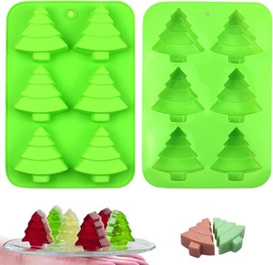 Molde de Silicona <span class=keywords><strong>para</strong></span> Árbol de Navidad de 6 Cavidades, Molde <span class=keywords><strong>para</strong></span> Pastelitos, Chocolates y Dulces <span class=keywords><strong>para</strong></span> Hornear en Navidad, Libre de BPA, Fácil de Desmoldar - Product Image 1